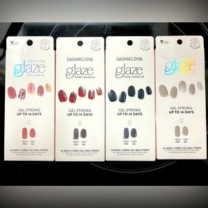 4 packs of Dashing Diva Glaze semi-cured gel nail strips